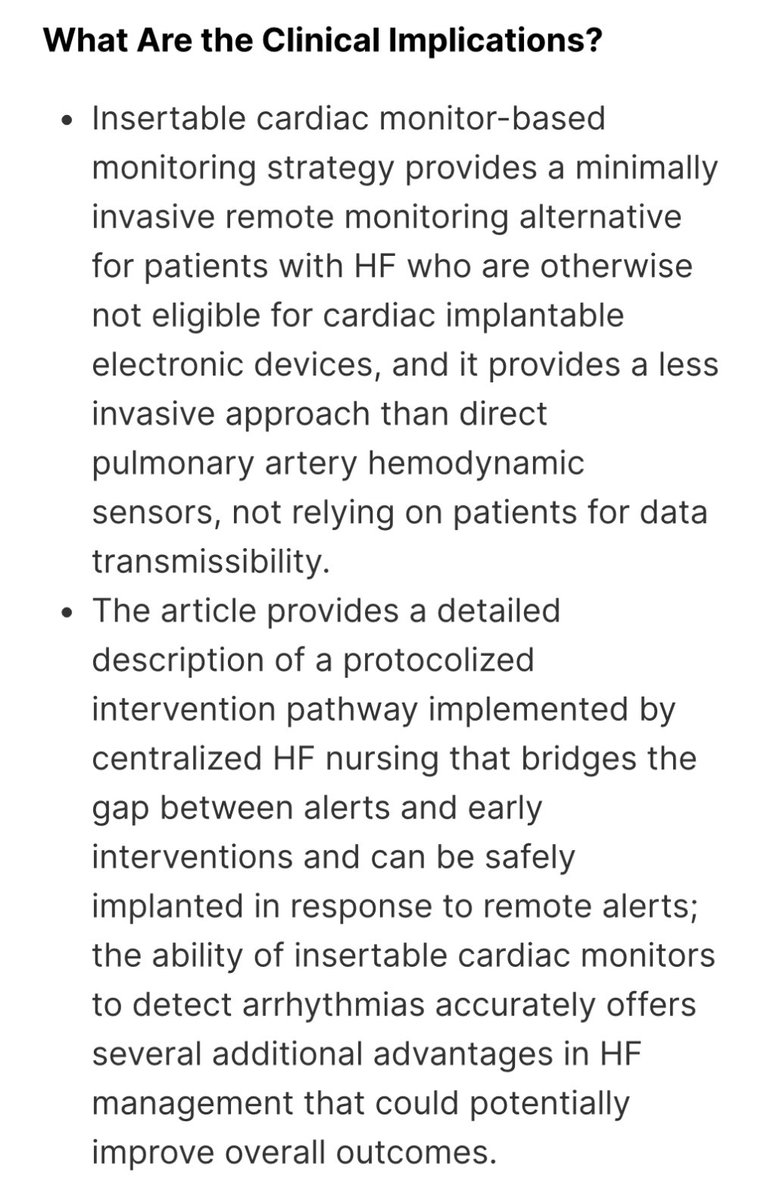 🚨HF remote monitoring alert🚨

ALLEVIATE-HF1 (Algo using LINQ multi-metric sensors for ev and tx HF):

✅ Safety of Rx 💦 strategy triggered by HF Risk Score

✅118 diuretic interventions (irrespective of Sx): NO SAE

✅Risk score 📉 baseline after Rx 

ahajournals.org/doi/10.1161/JA…
