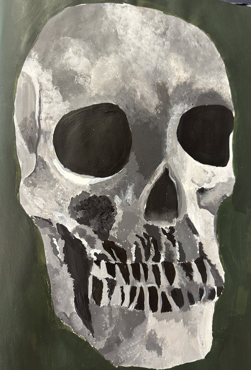 ArtDesignTech_'s tweet photo. Our excellent S3 Art pupils have completed their skull project. The focus was on recognising tone to create form, accuracy in observation and acrylic painting techniques 👏🏻 👏🏻 well done to everyone!! @MackieAcademy https://t.co/YQMaAbwOIu