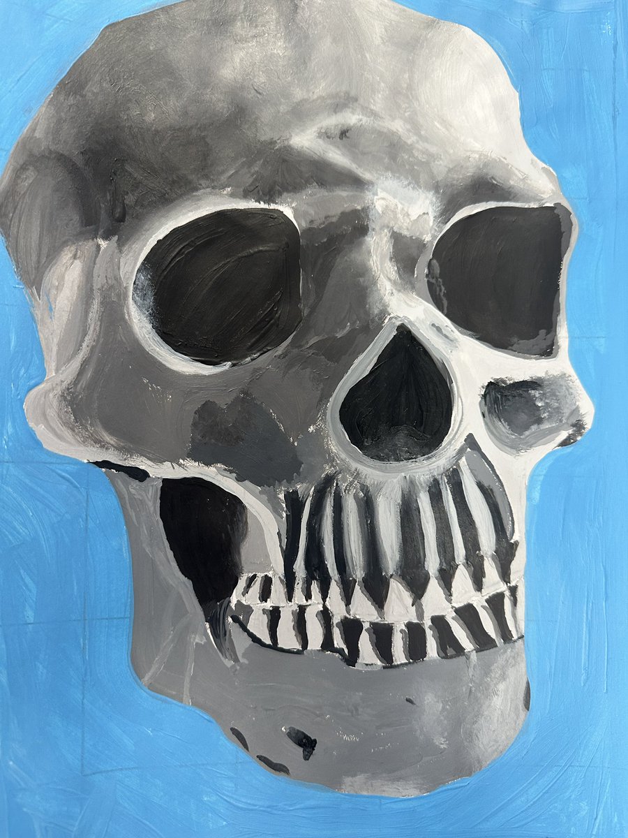 ArtDesignTech_'s tweet photo. Our excellent S3 Art pupils have completed their skull project. The focus was on recognising tone to create form, accuracy in observation and acrylic painting techniques 👏🏻 👏🏻 well done to everyone!! @MackieAcademy https://t.co/YQMaAbwOIu