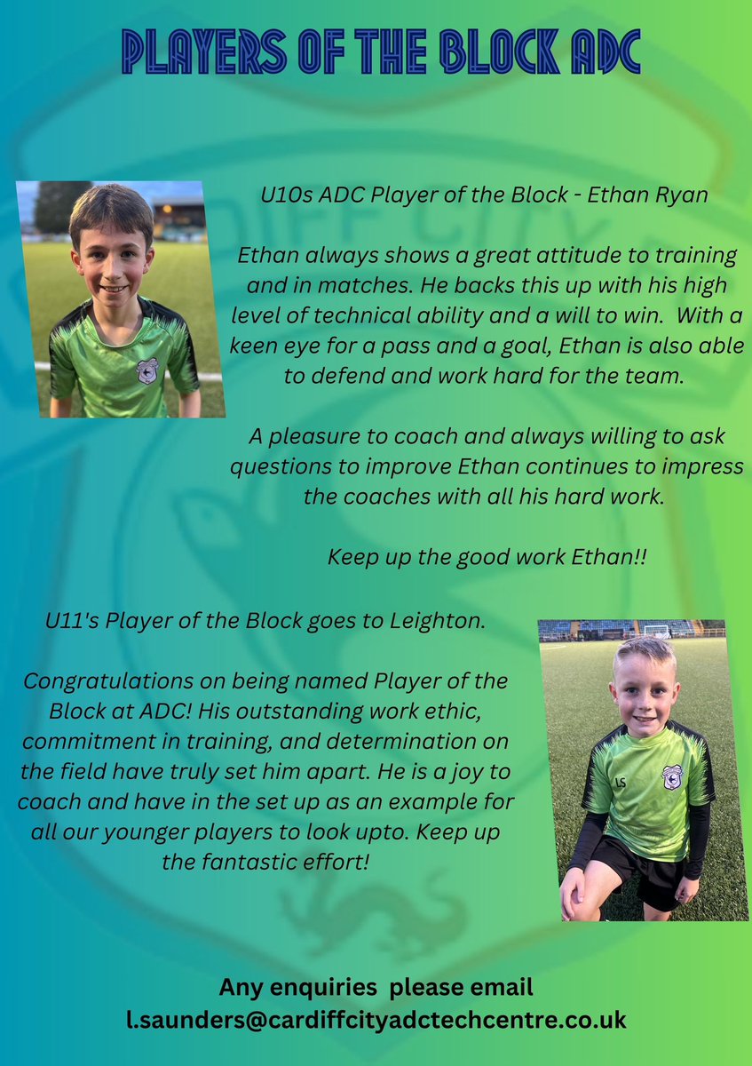 valeadctech's tweet photo. Welldone to all our winners of player of the block at ADC. Congrats to Theo,Rio,Louie,Ethan and Leighton ⚽️👊🏼 https://t.co/Po71ziUeOg