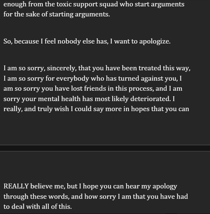 jinxsthirdbraid's tweet photo. Hey chat,  I wrote an apology for Wilbur on behalf of everybody in WSS and DECENT neutral's, can we leave a message for Wil below so I can put it in the apology? (With credits obviously xx) https://t.co/oDG3s6P9Jn