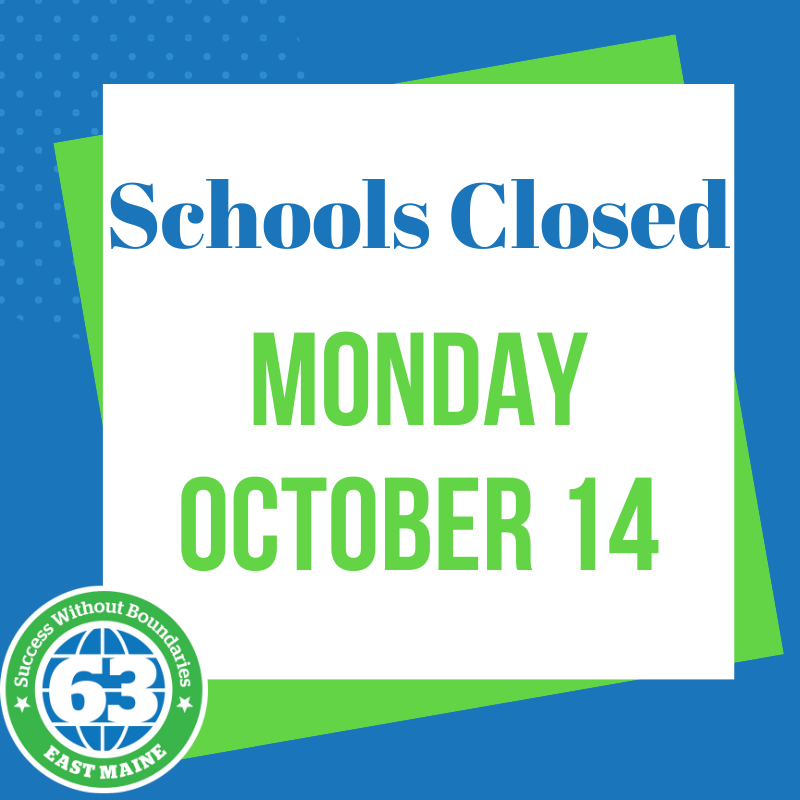 A reminder that schools are closed on Monday, October 14. Have a great long weekend!