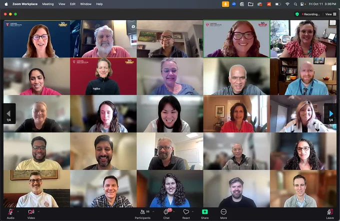 Screenshot of HMI Educators Zoom meeting with scholars smiling