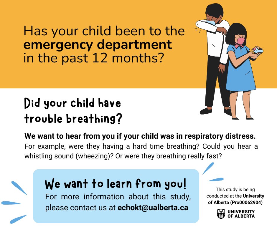 Shannon Scott (@echoktresearch) on Twitter photo We are making digital resources to help families when their child is sick. You can help! We want to hear from parents who have brought their child to a Canadian emergency department when they have had trouble breathing. Contact us at echokt@ualberta.cato find out more. #UAlberta We are making digital resources to help families when their child is sick. You can help! We want to hear from parents who have brought their child to a Canadian emergency department when they have had trouble breathing. Contact us at echokt@ualberta.cato find out more. #UAlberta