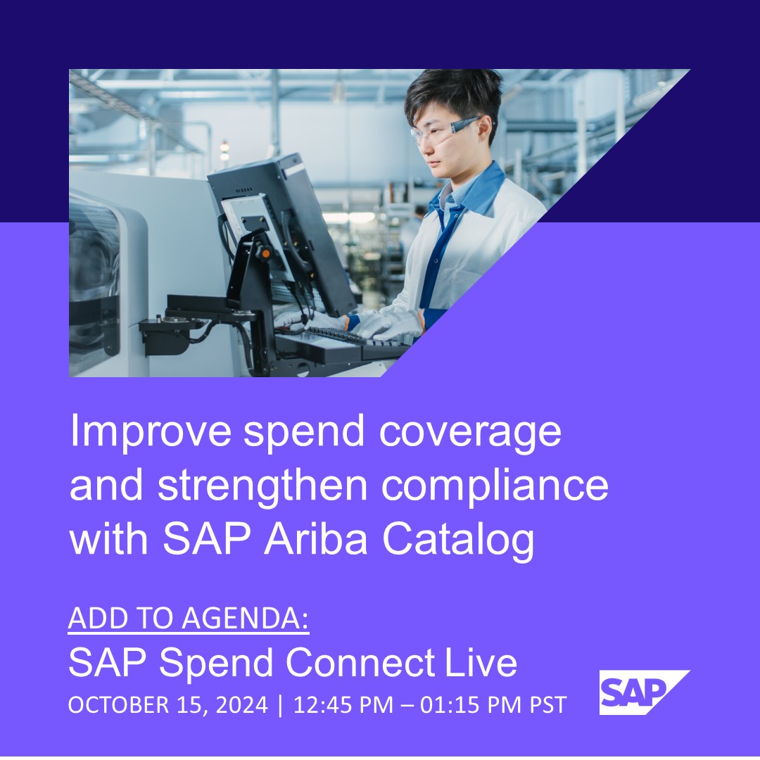 Discover the upgraded <a href="/SAPAriba/">SAP Ariba</a> Catalog with SAP Business Technology Platform. Experience enhanced user connectivity and access to diverse content channels via the new catalog connectivity hub. #SAPSpendConnectLive

Add to agenda: imsap.co/6017UAGaH