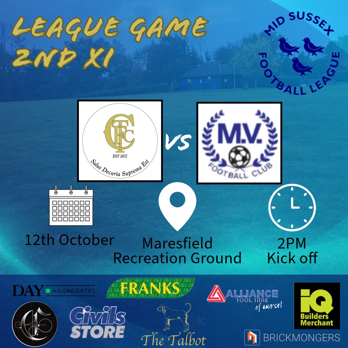 ⚽️FIXTURE⚽️

Seconds are on the road again but this time in the league against Maresfield Village Seconds. Can they hit 10 again?

#COYWB