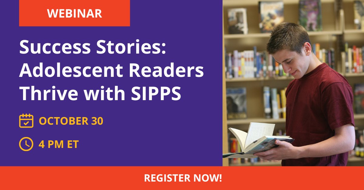 Join us for a live webinar on October 30th at 4pm to hear stories of adolescent readers who have thrived with SIPPS instruction!   Register here: ml2.collaborativeclassroom.org/members/evr/re…