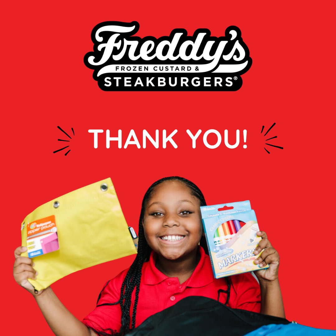 Kids In Need Foundation (@kidsinneed) on Twitter photo Thanks to <a href="/FreddysUSA/">Freddy's Frozen Custard & Steakburgers</a>’s round up campaign, over $375,583 was raised for KINF!
That’s money that goes directly into providing school supplies to the students and teachers that need it the most. 💙
THANK YOU, Freddy’s for your support! Thanks to <a href="/FreddysUSA/">Freddy's Frozen Custard & Steakburgers</a>’s round up campaign, over $375,583 was raised for KINF!
That’s money that goes directly into providing school supplies to the students and teachers that need it the most. 💙
THANK YOU, Freddy’s for your support!
