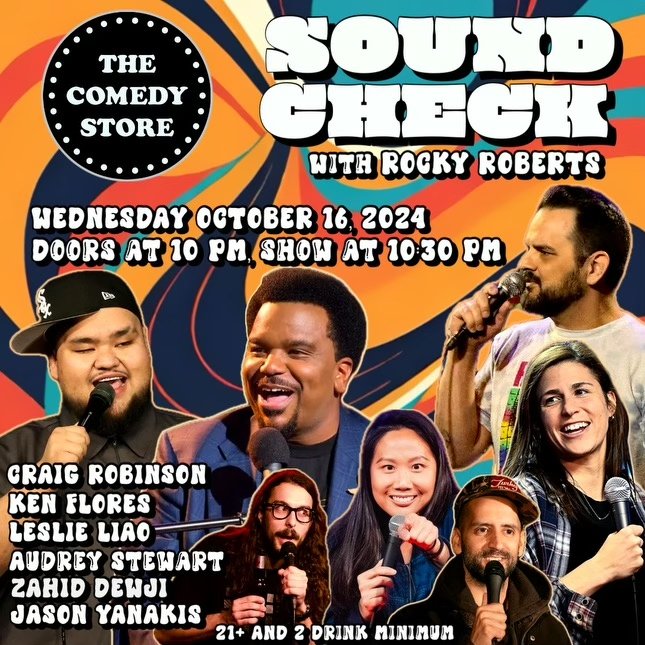 Sensational lineup @thecomedystore's #intimate #BellyRoom 10/16 (10PM Doors)!

🔗 showclix.com/event/sound-ch…

🚨 @mrcraigrobinson 🚨 @kenflores300
🚨 @resrieriao 🚨 <a href="/zahiddewji/">Zahid Dewji</a>
🚨 <a href="/RockyKRoberts/">Rocky</a> 🚨 @jason_yanakis +more TBA!

This will sell out. Don't 💤! #comedystore #thecomedystore