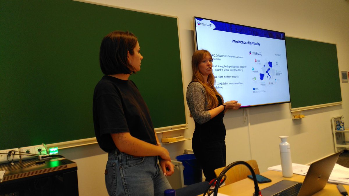Sofie and Anneleen are ready for a training they developed on how to recognize #sexualharassment in academia. #uni4equity