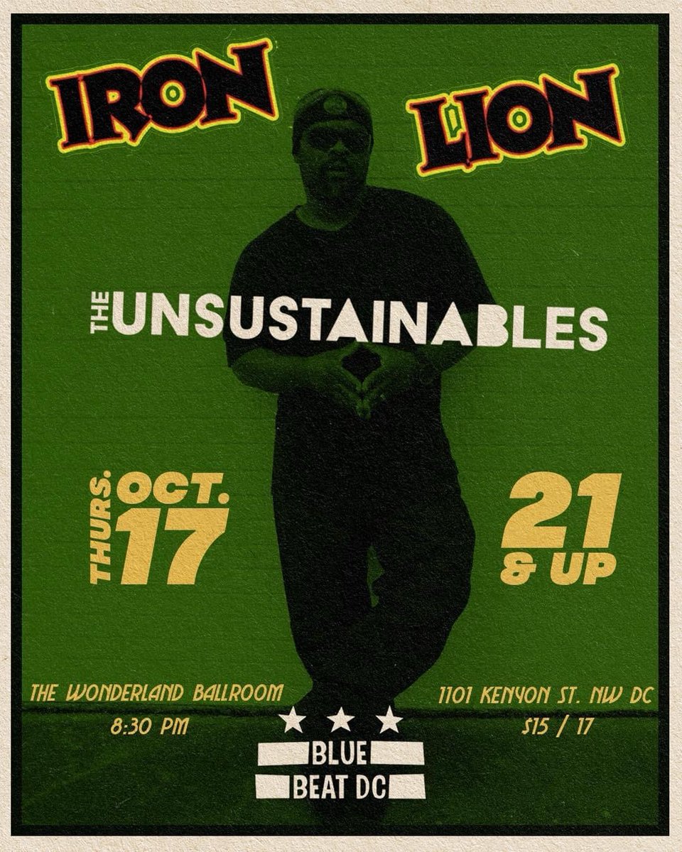 UP NEXT, THURSDAY! October 17th!

We welcome Iron Lion to the stage along with The Unsustainables for a boss Reggae &amp; Rocksteady night at the Wonderland Ballroom!

Doors at 8:30pm
$15 cash//$17 card
❤️💚💛

 #reggae #dcreggae #ska #rocksteady #studioone #studio1 #ncska #dcmusic