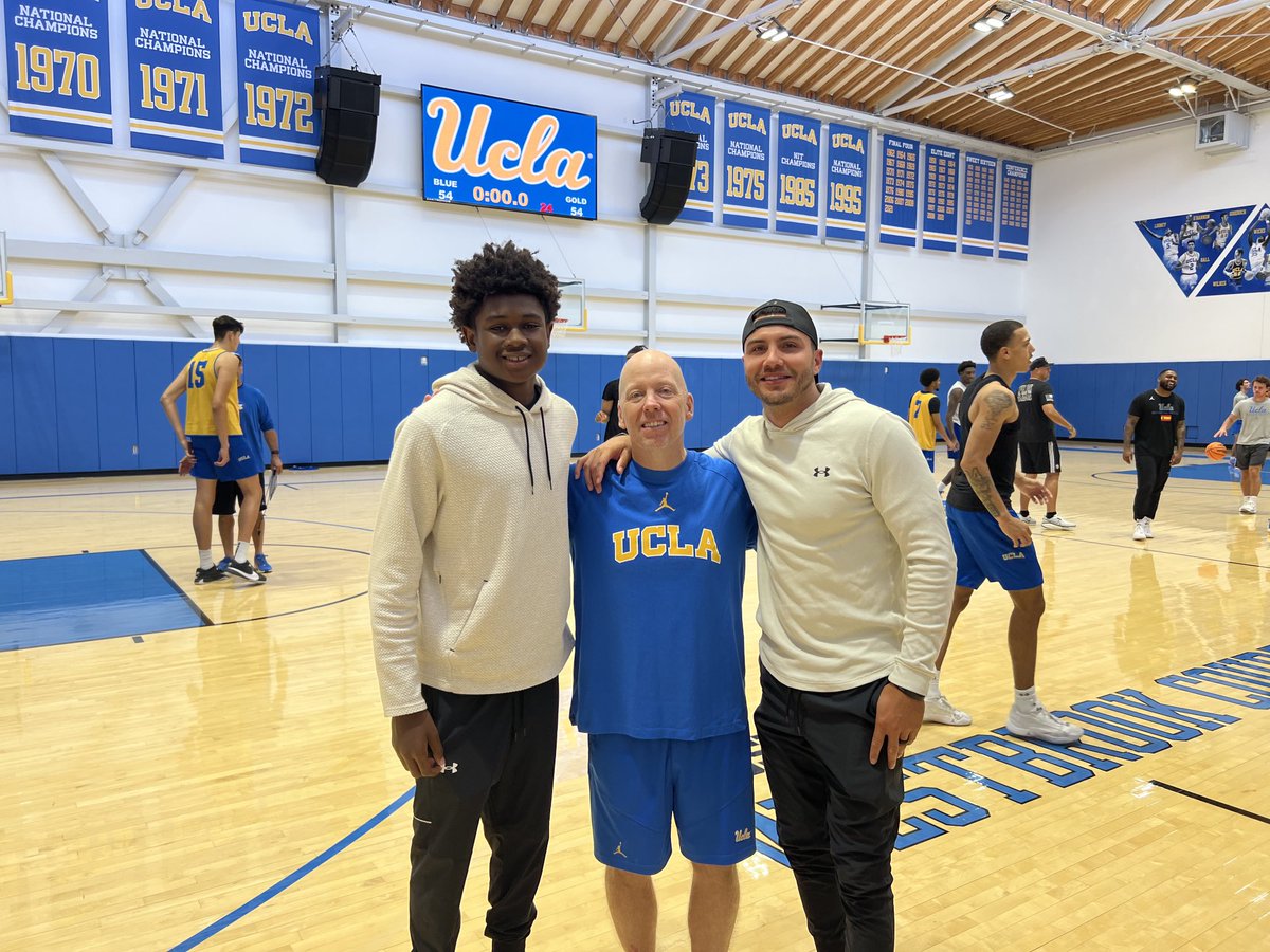 2027 pg Tavid Johnson Francis Parker and Coach Biddle Francis Parker at UCLA on visit with legendary Coach Mick Cronin UCLA.  Johnson one of best players in America in 2027 class. Primed for a huge year in Under Armour Association.