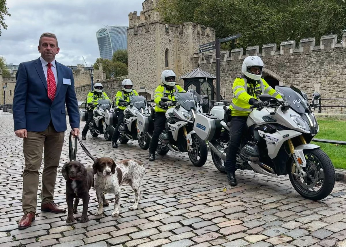BWYK9's tweet image. Absolutely love this photo.                               

A Special Escort for two @PDSA_HQ Order Of Merit dogs. 

These guys were escorting The Duchess Of Edinburgh to and from The Tower Of London to present medals to Scamp and Yoyo.