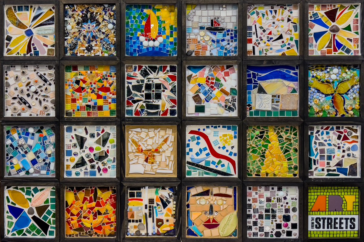This weekend, have the opportunity to take this one-of-a-kind piece home with you during our Annual Show &amp; Sale!

This piece was developed through a #mosaic workshop hosted by the innovative artist <a href="/Jmuzaczyo/">J MUZACZ</a> at The Mosaic Workshop.

Come stop by: artfromthestreets.org/pages/annual_s…