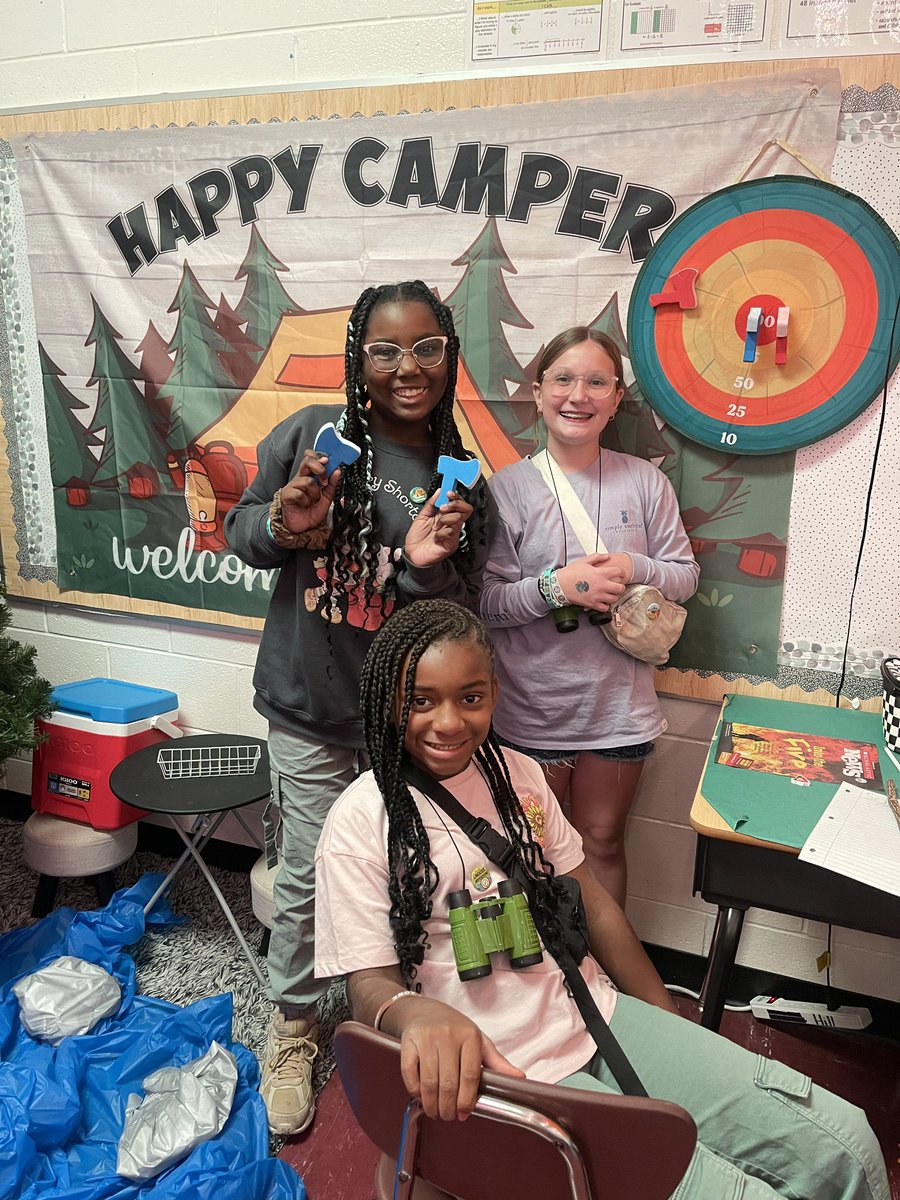 CAMP DAY for our room transformation to close our Unit 2 in Math was so much fun! <a href="/OES_HCS/">Ola Elementary</a> ⛺️🌲🦔🦊🐿️🐻 #StudentEngagement