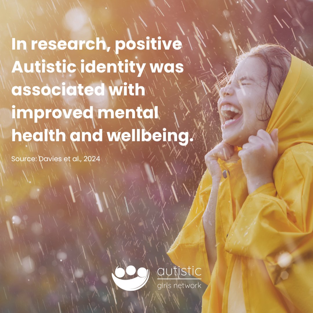 Embracing Autistic identity can transform an individual's mental health. Growing up feeling misunderstood or pressured to ""fit in"" with neurotypical norms can lead to anxiety &amp; depression. When met with understanding &amp; support they can thrive, feeling valued for who they are.
