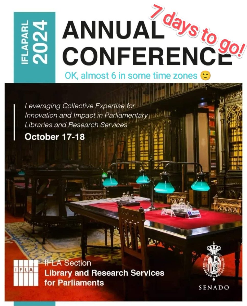 Countdown to our annual conference in the <a href="/Senadoesp/">Senado de España</a> , Madrid!

#IFLAPARL2024 #WeareIfla