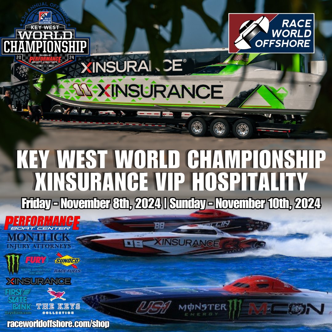 🏁Get ready for the ultimate experience at the Key West World Championships! 🎉 Secure your XINSURANCE VIP Hospitality tickets for exclusive access on November 6th, 8th, and 10th. Don’t miss out—grab your tickets now before they sell out! 26 days left!🏆🌊 raceworldoffshore.com/shop