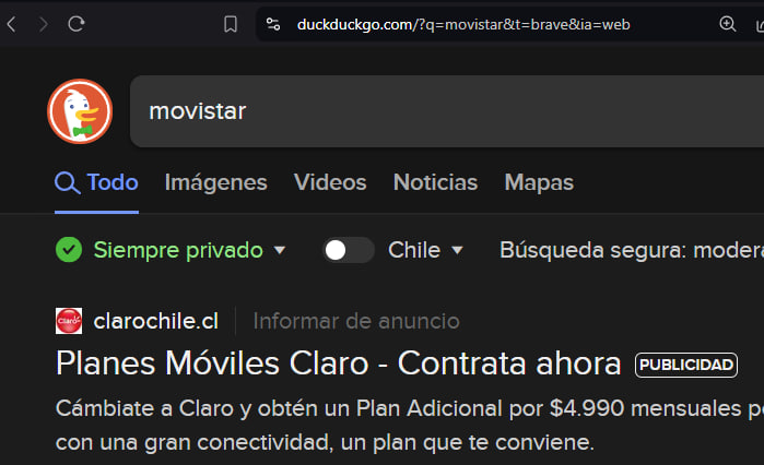 mbec03's tweet image. 🔍 @DuckDuckGo  ¿Qué pasó con esa publicidad?
⚠️ Favor revisar ⚠️
🧐 Últimamente, todas las búsquedas con DuckDuckGo están llenas de publicidad, mientras que con Google ¡nada! 
¿Qué te hicieron, Duck? 🤔 
#PublicidadInvasiva #DuckDuckGo #PrivacidadDigital #Búsquedas…
