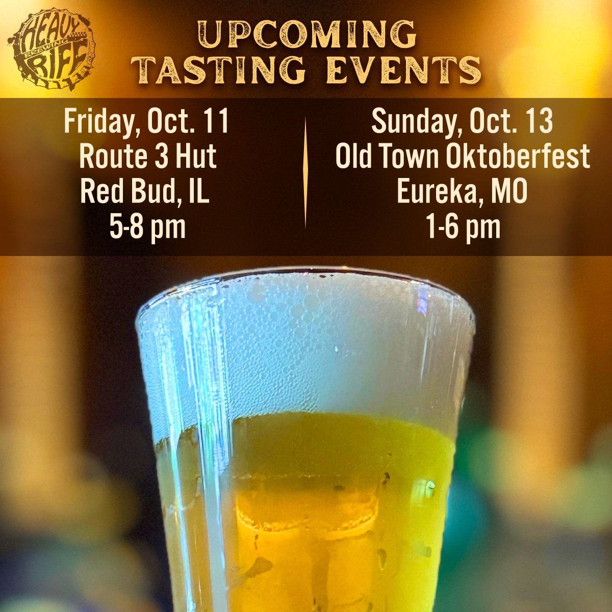 See you at Route 3 Hut in Red Bud, IL today and at Old Town Oktoberfest - Eureka, MO on Sunday!

Friday (10/11) Tasting: Love Gun, Velvet Underbrown, Runnin’ Riot, Disco Apocalypse and Dream Lover

Sunday (10/13) Tasting: Love Gun, Velvet Underbrown and Disco Apocalypse