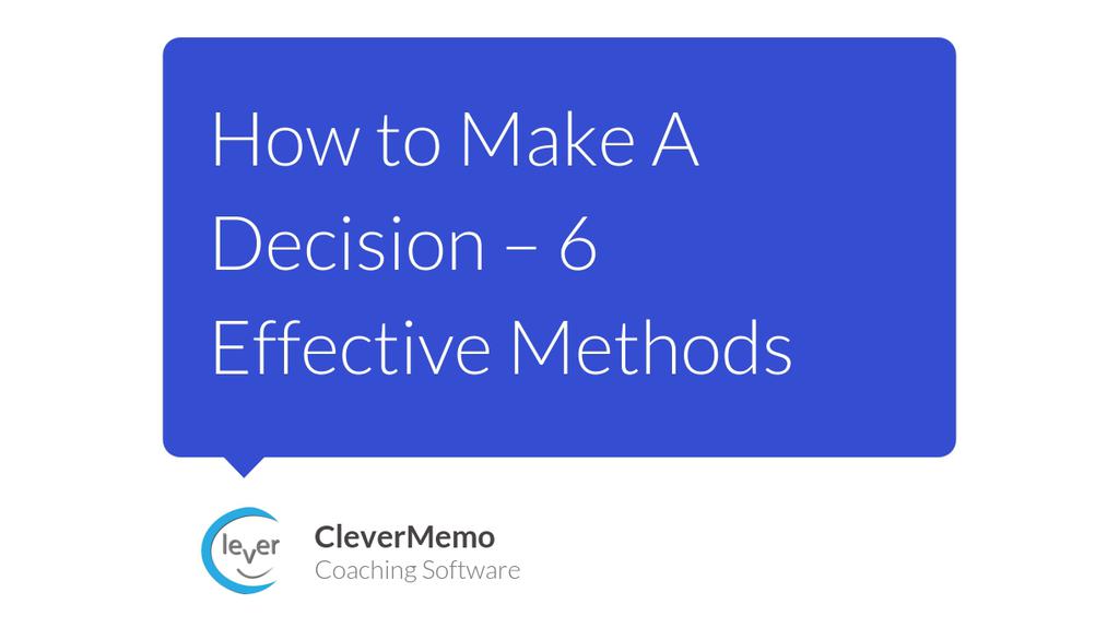 Clever_Memo's tweet image. The 5 best methods for quick decision-making – How to make a decision

Read more 👉 bit.ly/3Y8U0Iz

#DifficultDecisions #Coaching #Counseling #CoachingTools