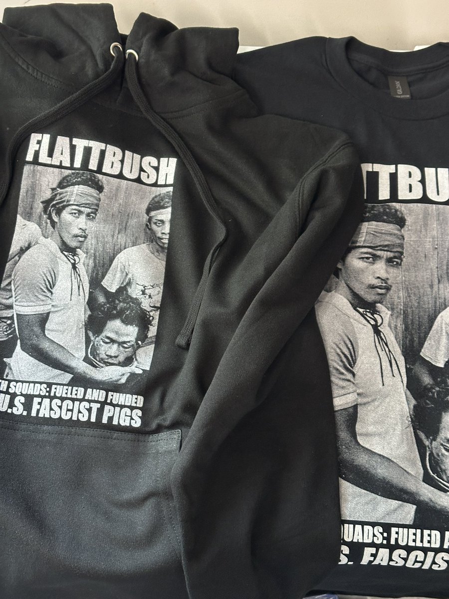 FLATTBUSH's tweet photo. Limited edition “Death Squad” hoodies available at our show tomorrow night at Vine LB! First come first served! Get there early cuz we go on first! 👊🏽 https://t.co/LVFbfpDHOt