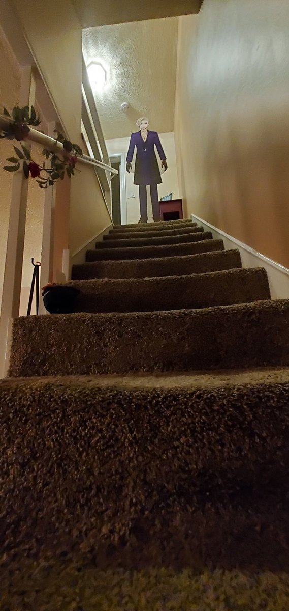 a friend made us a life-sized 👑 standee for <a href="/vulcansmoulder/">🏹 loki's knockers 🧡🤍💗💜</a> 's bday.......