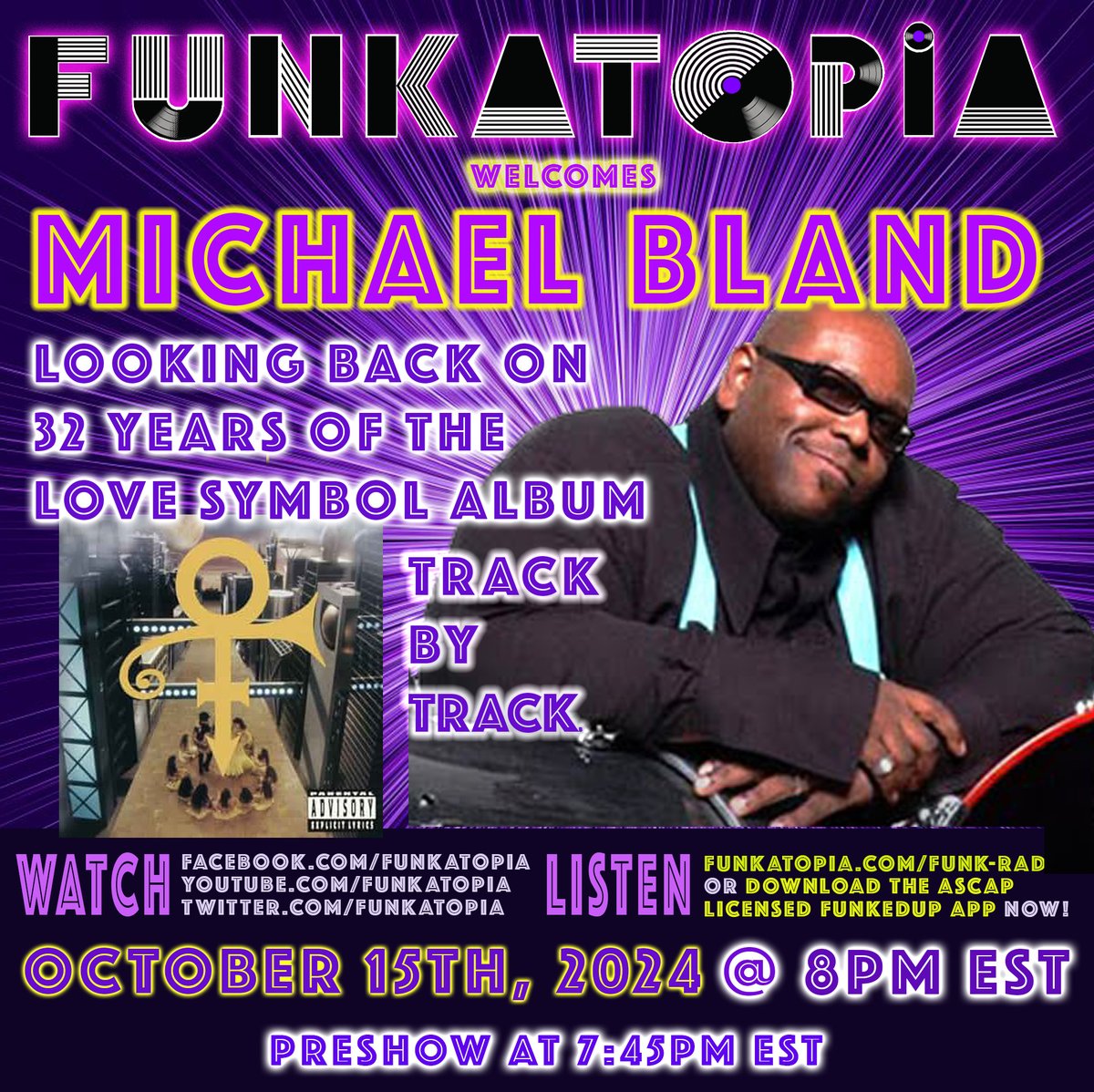 Tune in next Tuesday as we welcome drummer Michael Bland to discuss the 32nd anniversary of Prince's Love Symbol album track by track.