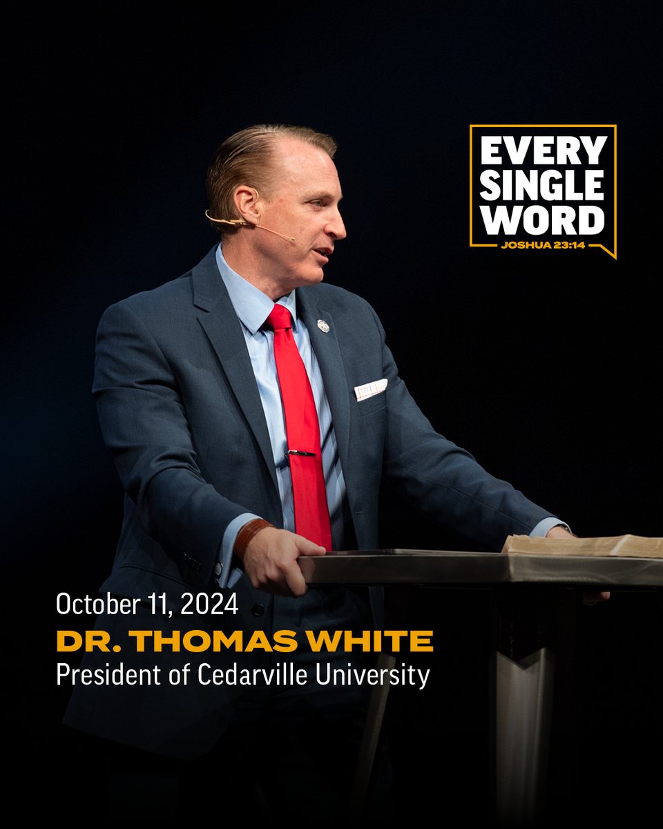 cedarville's tweet photo. โ๏ธ @DrThomasWhite led us through Joshua 5:13โ 6:2 today in chapel, focusing on looking up to the Lord in times of trouble.
๐ Watch today's full sermon at https://t.co/QaubYS8cyd!
#CUinChapel #Cedarville #CUFriday https://t.co/0ErnFQvPDK