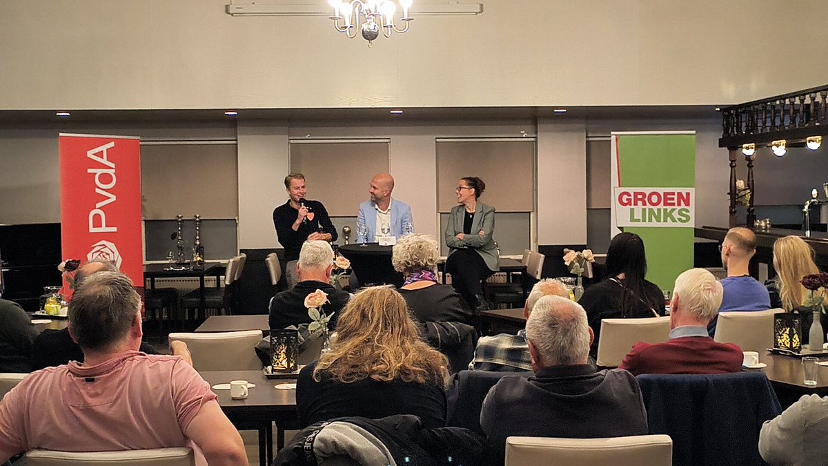 TuitMark's tweet image. Wat een inspirerende avond @pvdahoogeveen, samen met onze #linkse vrienden @GroenLinksHGV in #Pesse. Genoten van onze gepassioneerde #TweedeKamerleden @JulianBushoff en @SlagtElke
