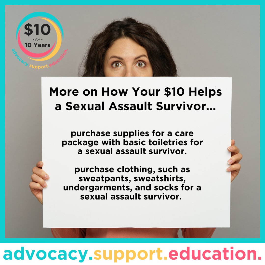 The_WCJ_'s tweet image. Will you give $10 for 10 years to help a sexual assault survivor? We are trying to raise $3,100 by the end of the month! 

give.thewcj.org/campaign/usd10…

#SAFEProgram #SurvivorSupport #ForensicNursing #EndSexualViolence #TraumaInformedCare #AdvocacySupportEducation #RapeCrisisCenter