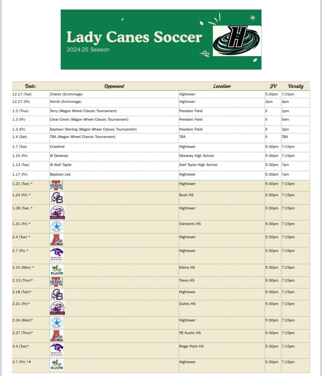 The schedule for this upcoming season. Like 8 weeks before Training Day. It’s gonna be a good one.