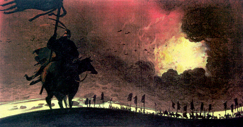 Concept art by Paul Felix and Hans Bacher for Mulan (1998), dir. Barry Cook and Tony Bancroft, Walt Disney Feature Animation