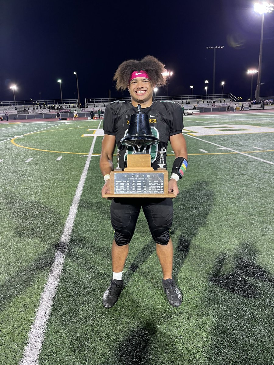 Myrtle Beach’s Ashton Keith with the Victory Bell. 

The bell stays in Myrtle Beach.