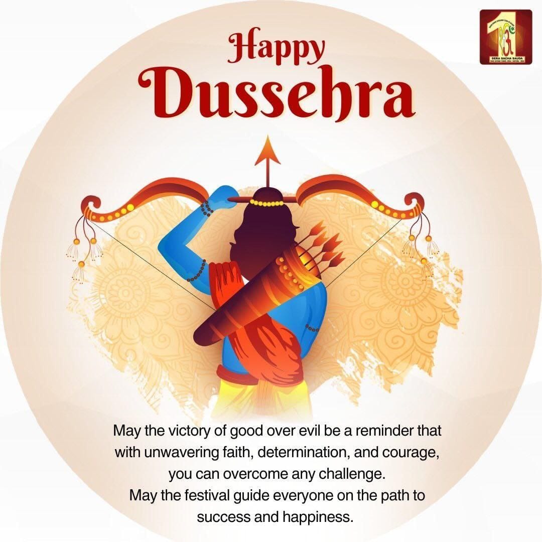 neha_educator's tweet image. This is the time for glorification and celebration of #HappyDussehra. #HappyDussehra2024.May the victor of good over evil be a reminder that with unwavering faith,and courage.
#VijayaDashami.Saint MSG Insan always guided masses that celebrates festivals by leaving ego.