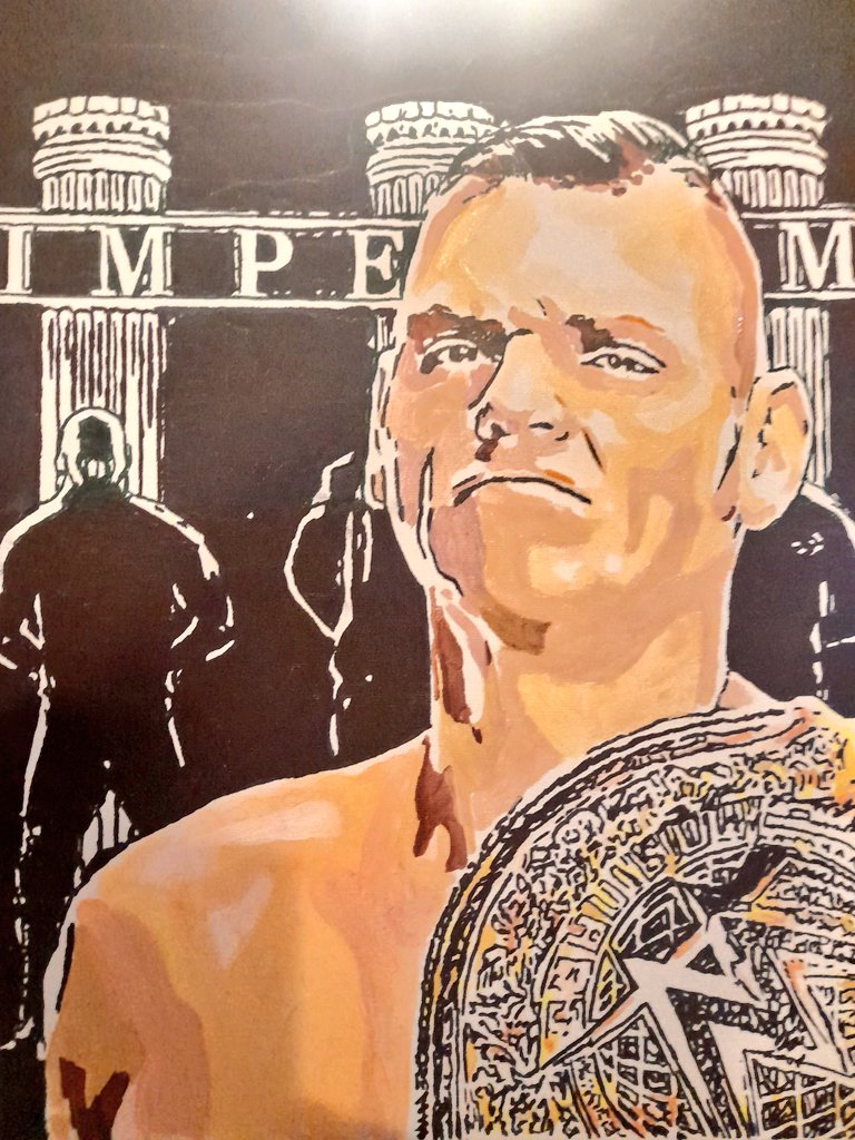 paulstewartart's tweet image. Been a while since I posted a video of my paintings. So thought Id make a comeback with a @Gunther_AUT canvas #wwe #gunther #derringgeneral #wrestling  #UKwrestling #worldheavyweightchampion #Austria #badblood #crownjewel #wrestlemania #smackdown #wweraw #wwefanart #art #painting