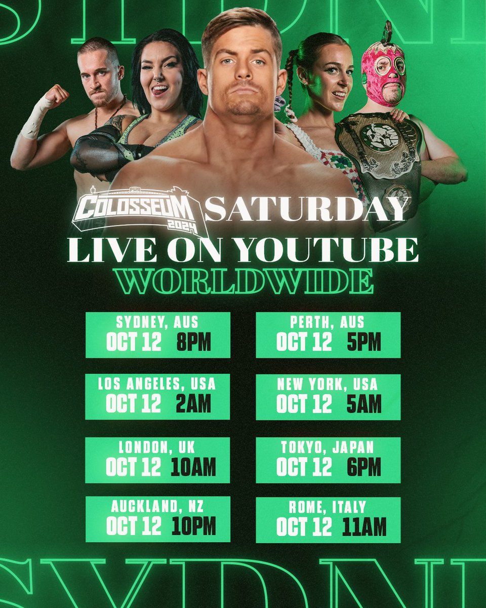 PWAaustralia's tweet image. PWA COLOSSEUM ⚔️ is LIVE THIS SATURDAY &amp;amp; SUNDAY WORLDWIDE ON YOUTUBE 🎥▶️

SATURDAY: youtube.com/live/vmIzjofhT…

SUNDAY: 

Be there LIVE and get your SUNDAY tickets NOW 🎟️ INBIO
