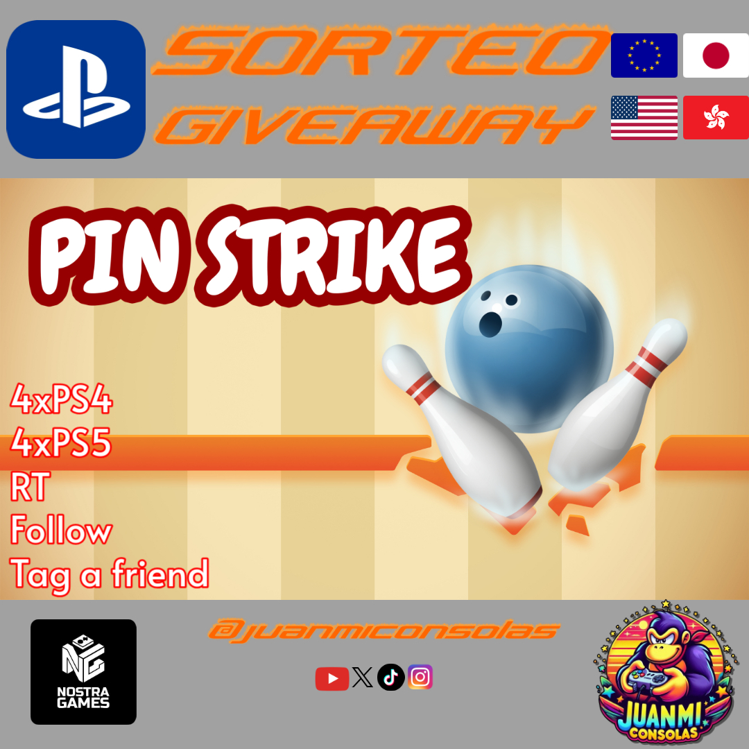 #SORTEO  #PinStrike 
Keys de #PS4 y #PS5 regiones 🇪🇺🇺🇸🇯🇵🇭🇰
Pasos:
🔁RT
👥Sigue: <a href="/nostra_games_/">Nostra Games</a> y a mi
🏷Etiqueta un amigo que le gusten los bolos
Suscríbete para más: t.ly/6v7S3

Suerte🤞
#Giveaway #GiveawayAlerts #indiedev #PlayStation #PlayStation5 #regalos #FREE