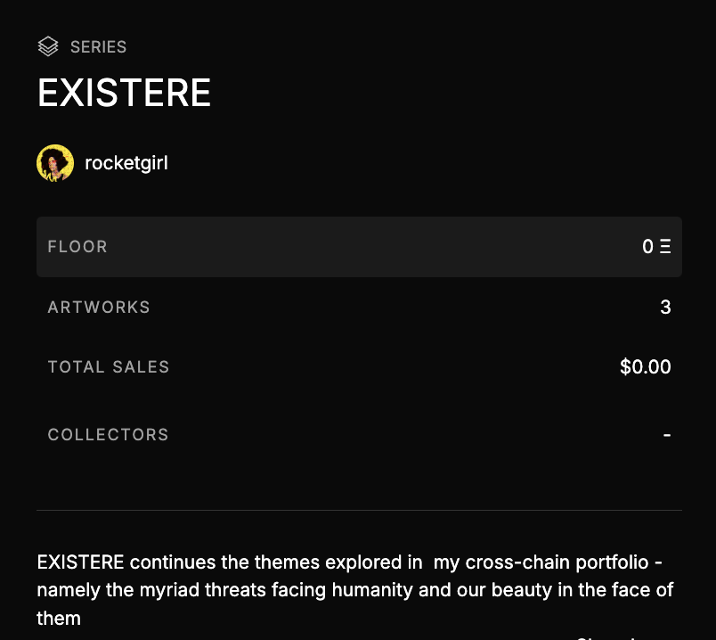 Full collection is found here:

superrare.com/series/0x1a1af…