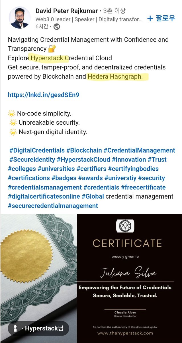 SYCR6h8A4qUyAHf's tweet image. linkedin.com/feed/update/ur…
Navigating Credential Management with Confidence and Transparency 🔐
Explore #Hyperstack Credential Cloud
Get secure, tamper-proof, and decentralized credentials powered by Blockchain and #Hedera Hashgraph.