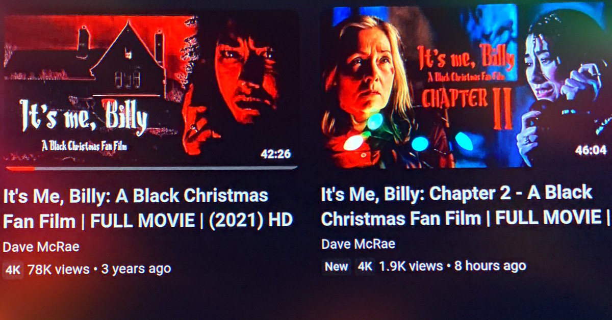SeanB102's tweet photo. I can’t wait for this! I’m having a back-to-back watch of the ‘Black Christmas’ fan sequel ‘It’s Me, Billy’, the second part released on the 50th anniversary of the 1974 original.
#itsmebilly #blackchristmas #davemcrae #brucedale #victoriamero #fanfilm #indiehorror #youtube https://t.co/DTeZgq2Oyn