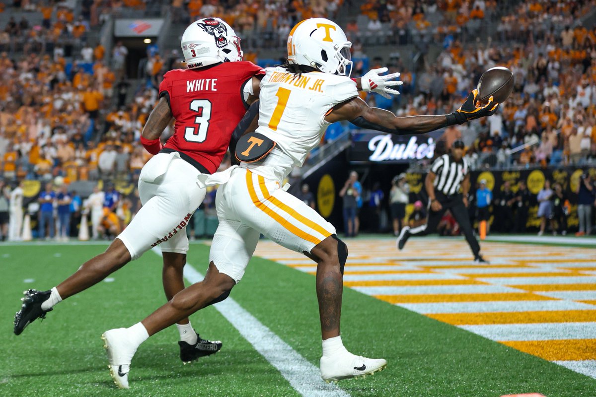 PeteThamel's tweet photo. Sources: Tennessee will have a full complement of available wide receivers against Florida, as Dont'e Thornton Jr. is available and will play on Saturday. He'd been listed as questionable. Both WRs Squirrel White and Bru McCoy, who were probable, are also set to go. https://t.co/k14F17l3Ay