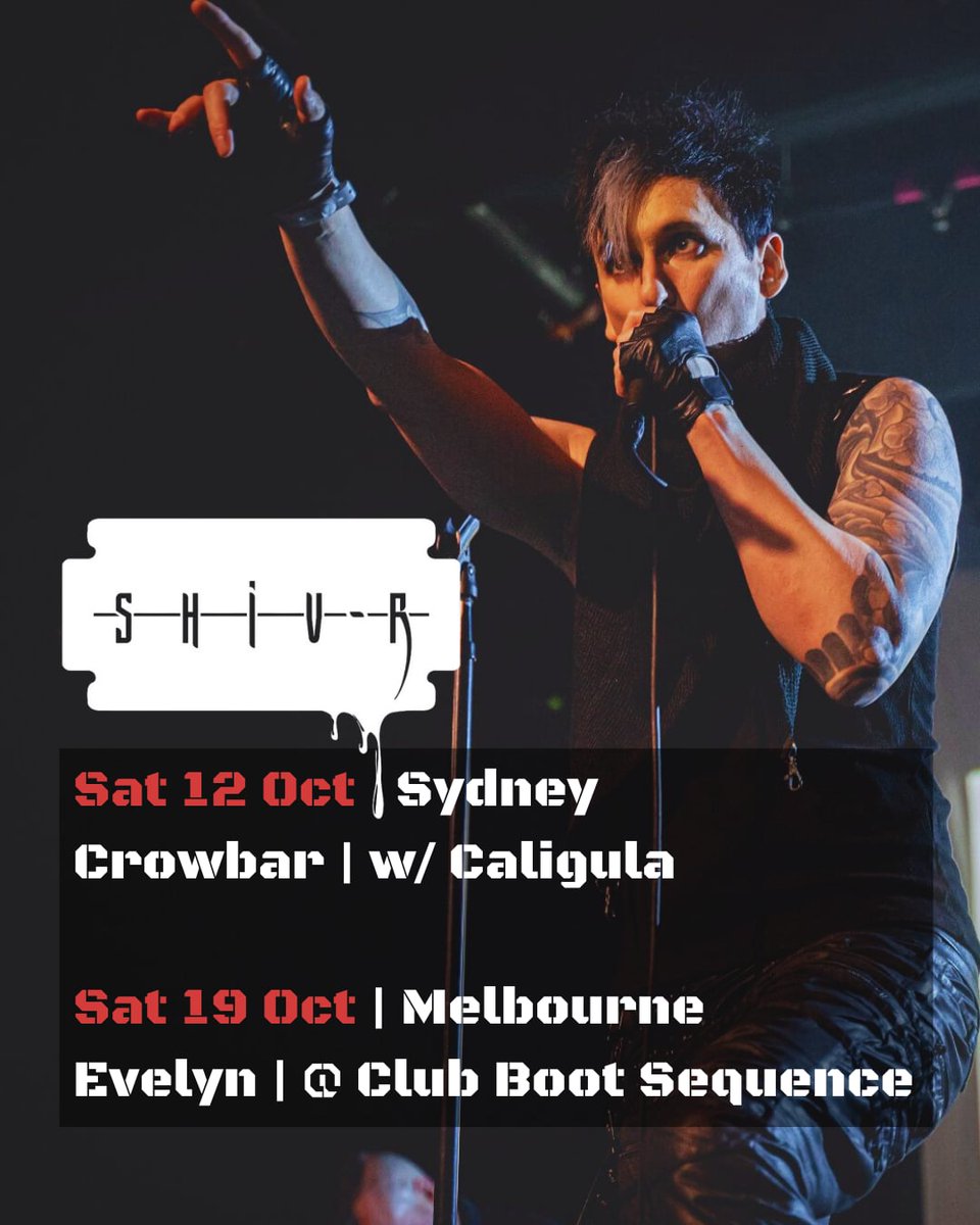 SHIV-R live in Sydney tonight! Live in Melbourne next week.