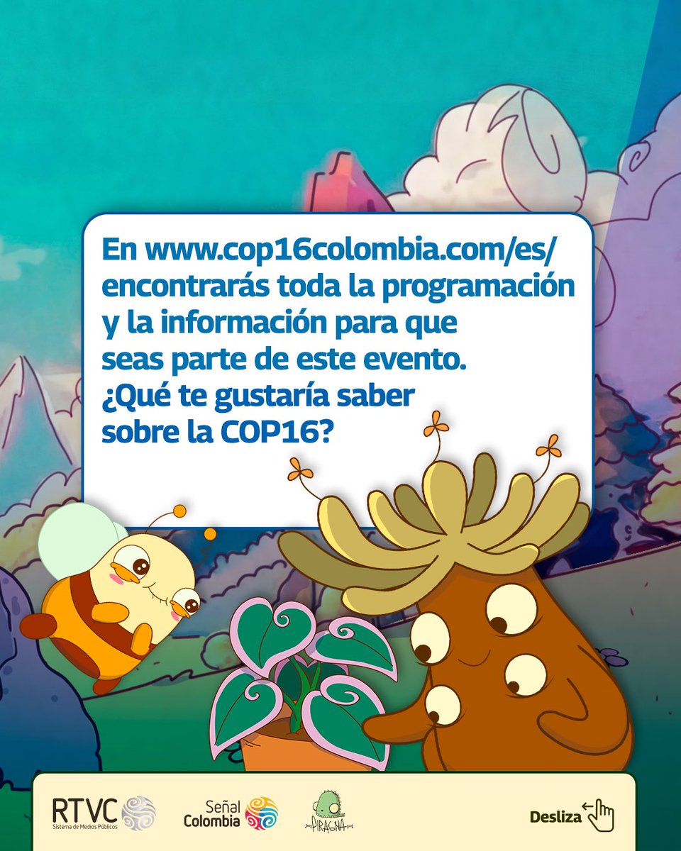 Escríbeme en los comentarios si quieres saber algo especial y vivamos juntos la fiesta del cuidado ambiental 🌿🌴.

#COP16Colombia #COP16enRTVC