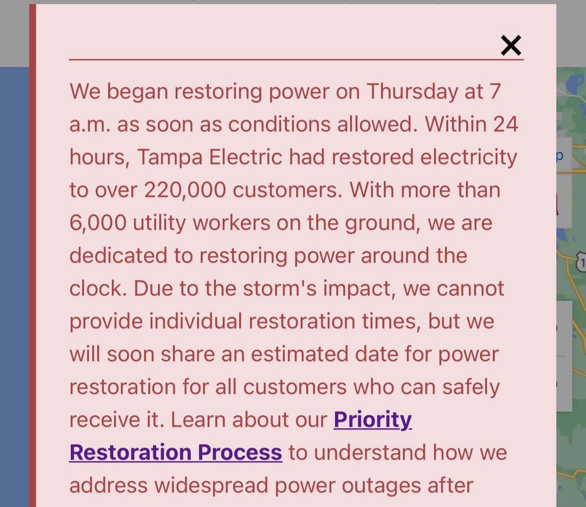 cat26345's tweet photo. @TrustOrtiz @TampaElectric They do very specifically say the 6,000 workers are on the ground, not that they’re actually doing anything https://t.co/Zt8091YtrY