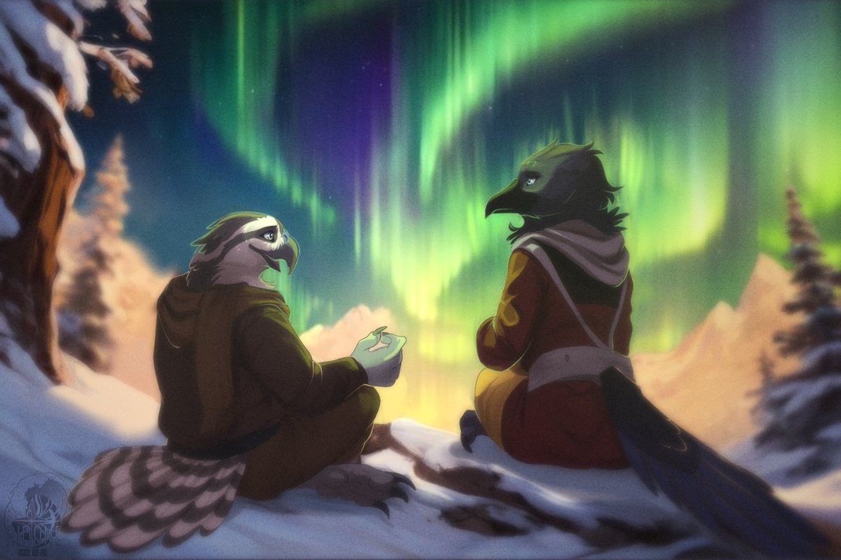 Two birds and the Northern Lights ✨ 

Thank you <a href="/VenturaOsprey/">Ventura The Osprey</a> for getting me this stunning piece! I love it, and you so much!! 🤍