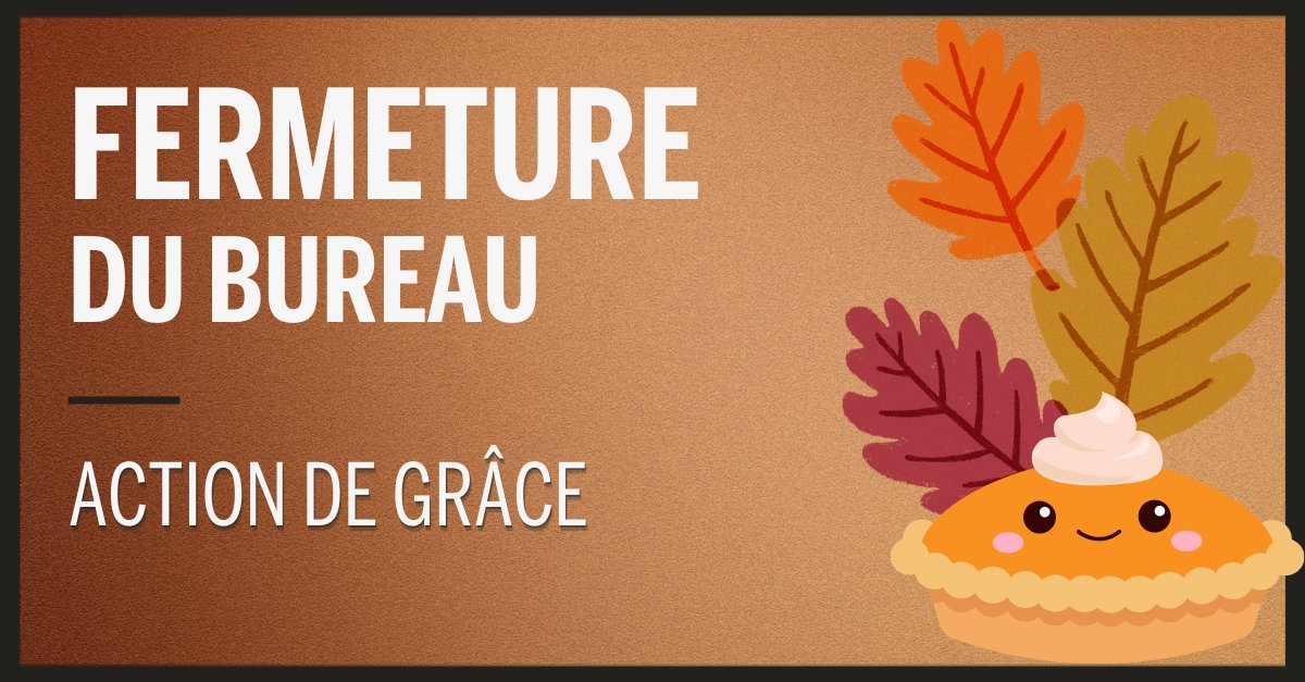 Bonjour ! Veuillez noter que nous serons fermé le lundi 14 octobre prochain, pour l'Action de Grâce !
Nous profitons de l'occasion, d'ores et déjà, pour remercier nos précieux partenaires de la Soirée de remise des Prix RÉALS 2024 : bit.ly/Prixreals2024

Un ÉNORME MERCI !😄😁