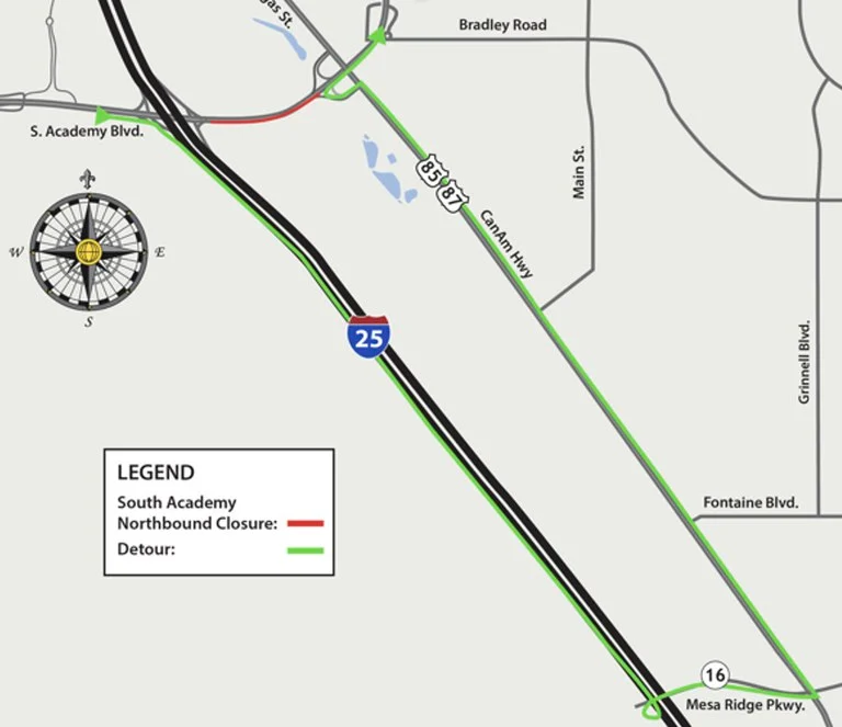 ColoradoDOT's tweet photo. #CDOT #News: #MAMSIP Update for Oct. 13, 2024 in @CityofCOS. Nighttime #I25 southbound/northbound closures between Santa Fe Avenue (#US85/#US87) & South Academy Boulevard for edge drain and rumble strip installation
📰https://t.co/nK3EDaBsPP
#KnowBeforeYouGo #SlowfortheConeZone https://t.co/2UkpUEowPp