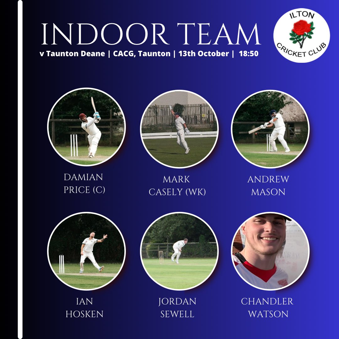 Indoor team return to action this weekend when they take on Taunton Deane CC. 

🏠 CACG, Taunton
🕰️ 18:50

#iltoncricketclub #indoorcricket
