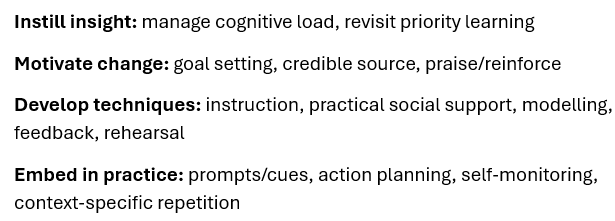 Here are items within each category: